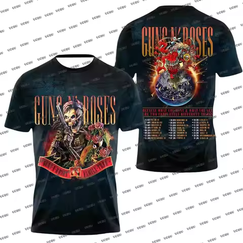 Guns N’ Roses 2025 World Tour Schedule List TShirt Fans Gift T-Shirt Fashion Men and Women Concert C