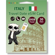 Italy SIM Card with 20GB High-Speed Fixed Data for 30 Days - Prepaid 4G/5G Mobile Internet for Trave