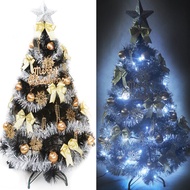 [特價]摩達客 台製4尺黑色松針葉聖誕樹+金銀色系配件+LED100燈白光1串