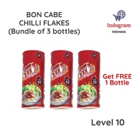 (Bundle of 3 Bottles + Free 1 Bottle) Bon Cabe Kobe Sprinkle Chilli Powder Flakes - Sambal Tabur (Level 10 / 15)