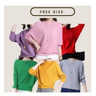 Women Batwing Knitwear Free Size Long Sleeve Top Blouse Sweatshirt