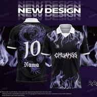 Chuakss Baju Purple Budak Lelaki Perempuan Jersey Retro Collar Custom Design Football Oversize Jersi