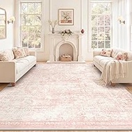 Homemate Washable Rug 8x10 Area Rugs - Vintage Faux Wool Rugs for Living Room Bedroom Dining Room - 