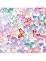 50 piezas de cuentas de vidrio con forma de mariposa de color aleatorio para hacer pulseras, collares, aretes, llaveros, tobilleras, fiestas, playa, vacaciones, regalos y joyería DIY