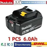 全新，全新， แบตเตอรี่ชาร์จใหม่ 18V 6.0Ah ของแท้ 100% สำหรับเครื่องมือไฟฟ้า Makita BL1830 BL1830B BL1840 B