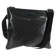 GUCCI GG 經典款單肩包 PVC材質 黑銀 201446 Auth am9344V