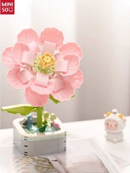 Tt MINISO 2024 New Lego Building Blocks Flower Pottery Assembly Puzzle Girl Series