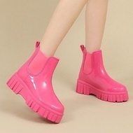 Women's Platform Chelsea Boots 2023 New Summer Fashion Waterproof Non-slip Rain Shoes for Women Increased Ladies Rain Boots