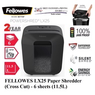 FELLOWES LX25 Paper Shredder (Cross Cut) 4 x 37 mm - 6 sheets (11.5L) - (Cross Cut, Paper Shredder, Shredder Machine