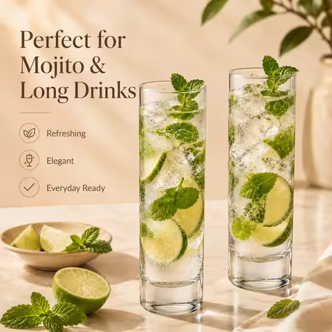 240ml Clear Highball Glass Mojito Cocktail Glass Tall Long Drink Cup Minimalist Water Juice Tumbler 