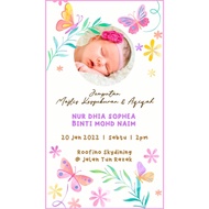 Kad Jemputan Bergambar Full HD Majlis Aqiqah | Hari Jadi | Invitation Card Digital Butterfly Theme
