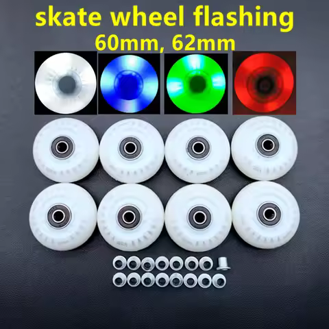 Skate wheel for children roller wheel flashing wheel 60mm 62x24mm 60x24mm 90a red light 8wheels/lot
