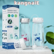 KANGNAI Hands-Free Baby Bottle, with Straw Brush Gravity Ball Feeding Bottle Set, Creative Normal-Ne