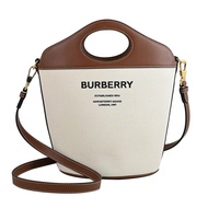 BURBERRY 8046242 Pocket燙印LOGO帆布兩用水桶包.咖邊