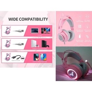 Headset SOMIC G951 Headphone Gaming telinga Kucing Pink Nois 7.1
