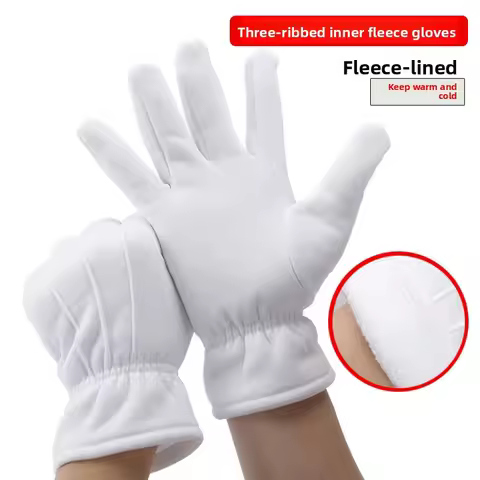 1Pair White Formal Gloves Winter Warm Men Uniform Tuxedo Honor Guard Parade Cosplay Costume Inspecti