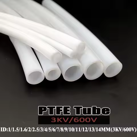 PTFE Tube 600V ID1-1.5-1.6-2-2.5-3-4-5-6-7-8-9-10-11-12-13-14mm White Rigid Pipe Temperature Corrosi