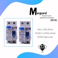 MAXGUARD 40A/63A 2 Pole 100MA RCCB / ELCB