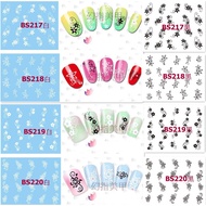 Magic Finger Manicure Material (Watermark-BS Series 7-BS217~230) Decal Ultra-Thin Black White Flower