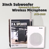 Brodu BTS1383  3inch Subwoofer P.A Speaker Support USB/TF card FM Radio Rechargeable Lithium battery