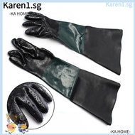 KA 1Pair Sandblast Cabinets Gloves, Sandblaster Parts Rubber Sandblaster Glove, Portable Black 60cm Sandblasting Nitrile Gloves