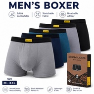 [3 Pcs] BodyLove Boxer Cotton Seluar Dalam Lelaki Kain Lembut Underwear Menswear Spandex 1991