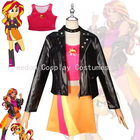 Anime Little Pony Cosplay Sunset Shimmer Costume Lovely Princess Skirt Uniform Suit Outfit Halloween