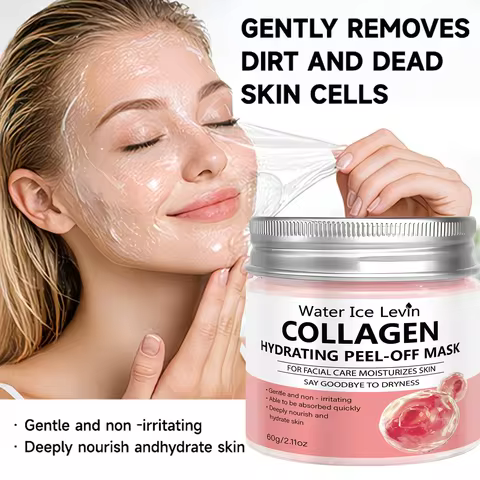 Collagen Hyaluronic Acid Peel Off Mask, Hydrating Moisturizing Face Mask with Aloe Vera, Deep Nouris