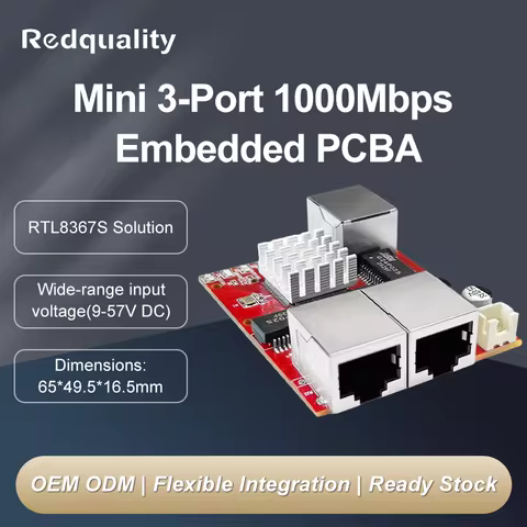 Mini Ethernet Switch Mini 3/5 Ports 10/100/1000Mbps Gigabit Ethernet Switch PCBA for Embedded Integr