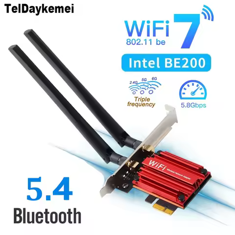 8774Mbps WiFi 7 Intel BE200 Pcie Wireless Wifi Adapter Bluetooth 5.4 Tri Band 2.4G/5G/6GHz better th