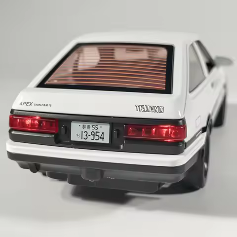 Initial D 1:30 Toyota AE86 Truend JDM Sports Car Alloy Diecast Metal Model Car Sound & Light Jump th