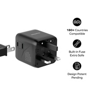 MOMAX UA19 1-WORLD TRAVEL ADAPTER WITH DUAL AC