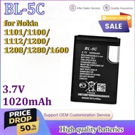 BL-5C 1020mAh 3.7V Replacement Battery for Nokia 1101/1100/1112/1200/1208/1280/1600 Mobile Phone Bat