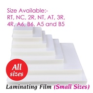Laminating Film Small Size 150mic | Laminating Pouch | IC Name Card 2R 3R 4R A6 B6 A5 B5 | Plastic L