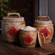 Jingdezhen ceramic rice storage container 5 kilo/10 kg/25kg big clay jar with lid 50 jin rice keeper