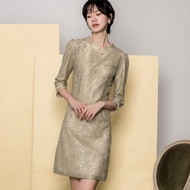 【MEDUSA】金絲緹花中式小盤釦禮服洋裝(M-2L) | 小禮服 媽媽禮服