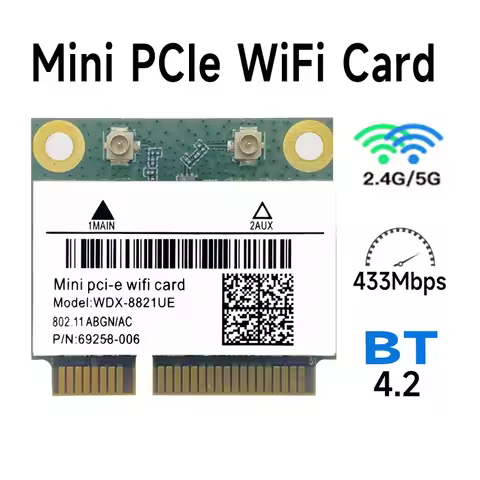 WDXUN RTL8821CE 802.11AC Wi-Fi+BT 4.2 433Mbps WIFI 4.2 Bluetooth 2.4GHz 5GHz dual-band mini PCIe 802
