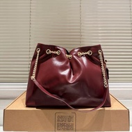 Original Label 1: 1 evelyn evelyn Garbage Bag Underarm Bag Drawstring Bucket Bag Rhombus hobo Chain 