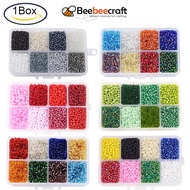 Beebeecraft 1 Box 8/0 Glass Seed Beads Round  Loose Spacer Beads Mixed Color 3mm Hole: 1mm; about 4200pcs/box