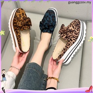Leopard print Bow Woman's Wedges Shoes 7cm Heels Slingback Casual Walking Shoes Anti-skid Size 35-43