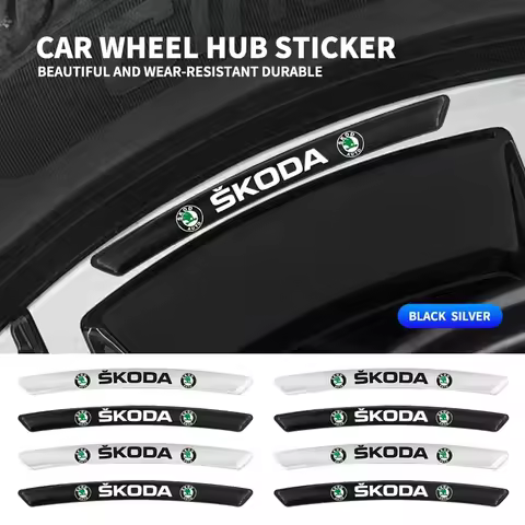 4pcs Car Badge Wheel Rims Brow Decal 3D Trim Sticker For Skoda Octavia Fabia Kamiq Kapoq Kodiaq Rapi