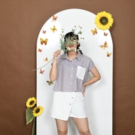 KEMEJA Yoenik Apparel Haewon Crop Shirt – Sleeveless Shirt – Trendy Korean Style Top