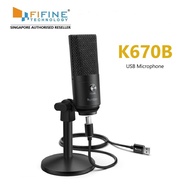 Fifine K670B USB Microphone (Black) - ZERO-Latency Monitoring Jack for Streaming Podcasting on Mac/Windows