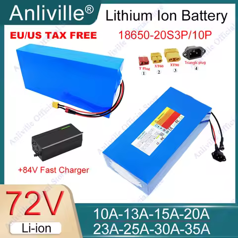 New 72V 10Ah 15Ah 20Ah 25Ah 30Ah 35Ah 18650 rechargeable lithium battery pack with BMS electric scoo