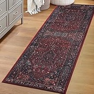 Superior Floral Medallion Washable Runner Rug, Cotton Backing, Pet & Kid Friendly, Non-Slip Rugs for
