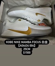 【25cm】Kobe Nike Mamba Focus 白金【a04434 004】