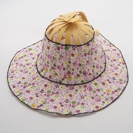 Foldable Sunscreen Cool Hat Floral Hat Sun Hat Travel Fan Hat Fan Bamboo Fan Women Summer Two-in-One