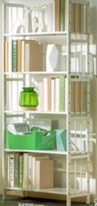 簡約書櫃落地書架儲物櫃(五層70cm)(白色)