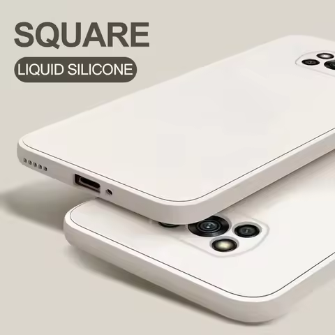 Original Square Liquid Silicone Poco X3 Pocox3 NFC Case Soft TPU Phone Cover For Xiaomi Poco X3 NFC 