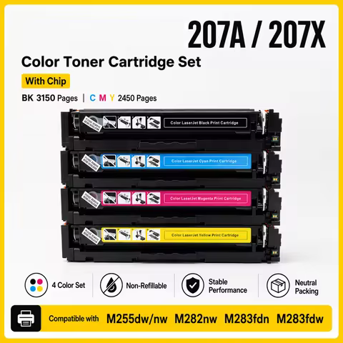 Compatible Toner Cartridge 207X 207A W2110A W2210A with Chip for HP M255dw M255nw M282nw M283fdn M28